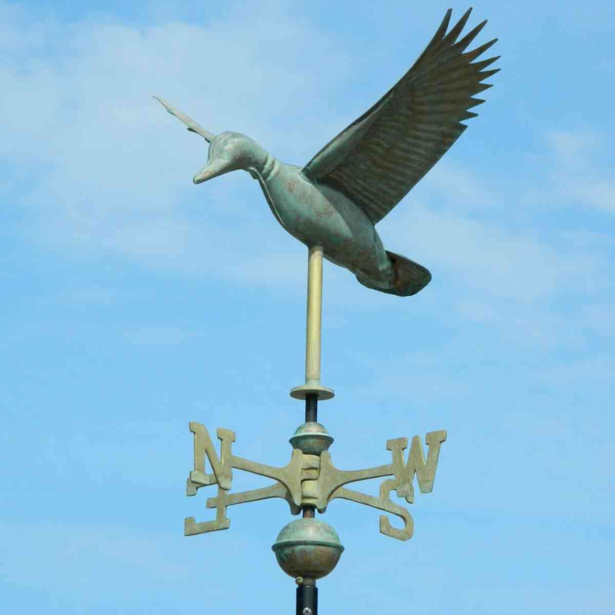 Aged Copper Cottage Verdigris Flying Duck Weathervane